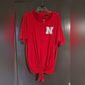 Nebraska Huskers Burnout Style Shirt with Red Tank Top